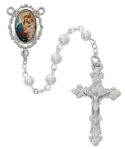 White Mother & Child Decal Rosary Boxed