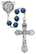 8mm Blue Wood Rosary Boxed