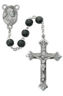 Black Wood Scared Heart Rosary Boxed