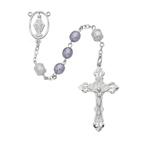 Lavender with White Our Father Rosary Boxed