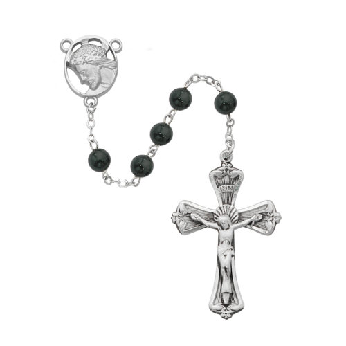 Onyx Head of Christ Rosary Boxed