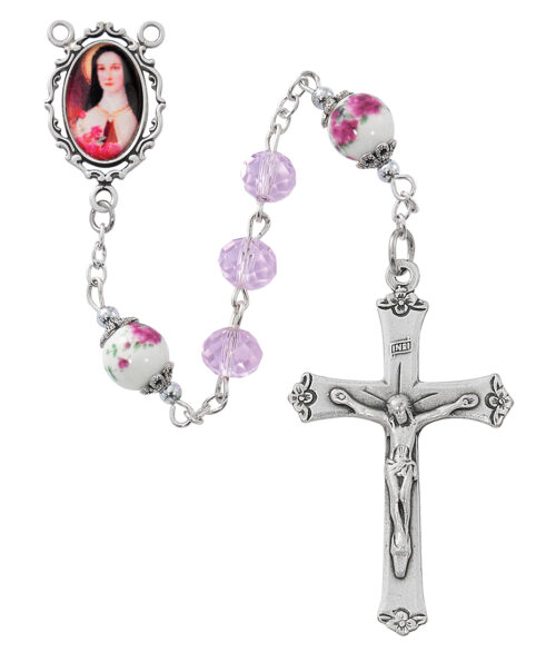 Pink St. Therese Rosary Boxed