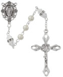 Pearl and Crystal Rosary with Zinc Center and Crucifixed