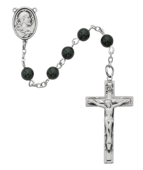 Pewter Hematite Rosary Boxed