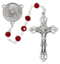 Garnet Crystal Lady of Sorrows Rosary Boxed
