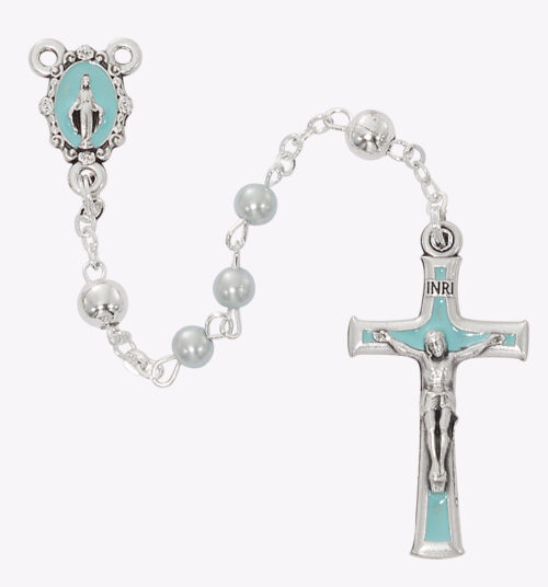 BLUE PEARL WITH METAL O.F. BEAD