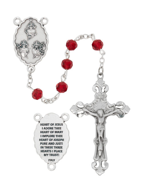 GARNET TINCUT 3 HEART ROSARY DELUXE GIFT BOX
